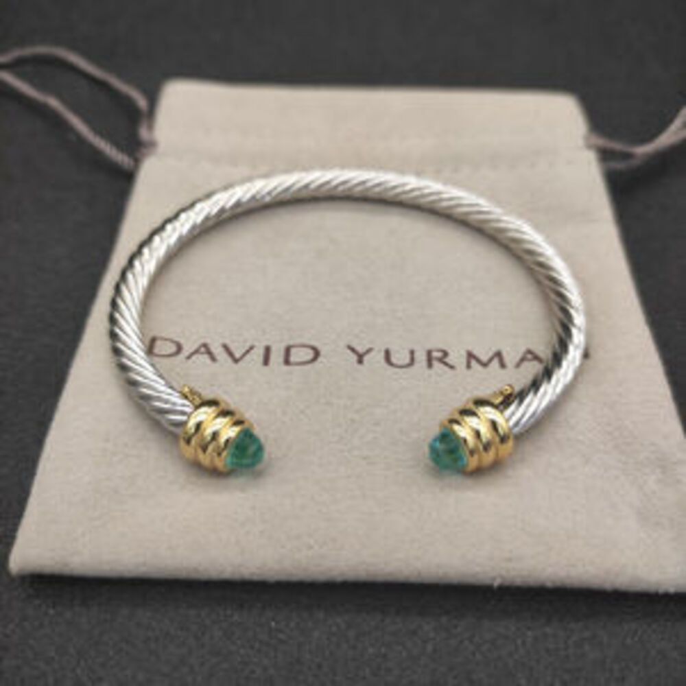 David Yurman 5mm Gold-Tipped Green Diamond bracelet